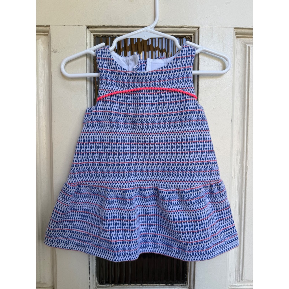Janie‎ and Jack Baby Blue Textured Knit Cutout Bow Back Dress Size 6-12 Months